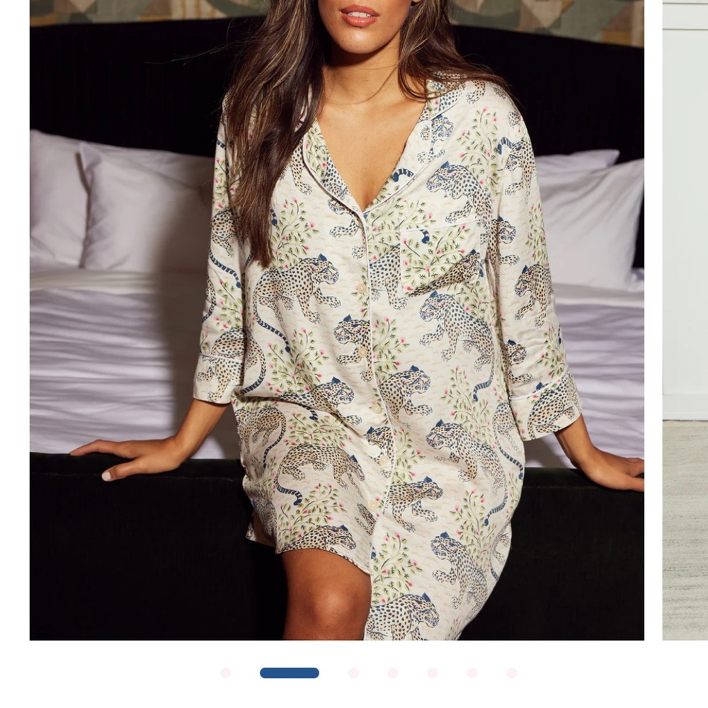 Printfresh Eco Satin Sleep Shirt in Bagheera Wedding Cake- Bridal Pajamas